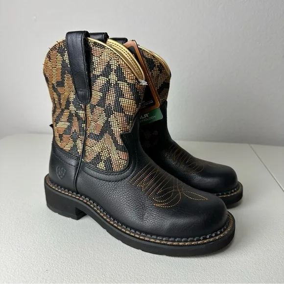 NEW Ariat Women’s Black Gold Fatbaby Heritage Vivid Western Boots Size 6B