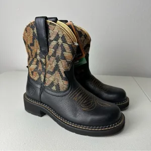 NEW Ariat Women’s Black Gold Fatbaby Heritage Vivid Western Boots Size 6B