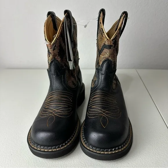 NEW Ariat Women’s Black Gold Fatbaby Heritage Vivid Western Boots Size 6B