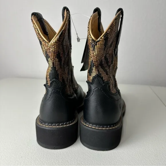 NEW Ariat Women’s Black Gold Fatbaby Heritage Vivid Western Boots Size 6B