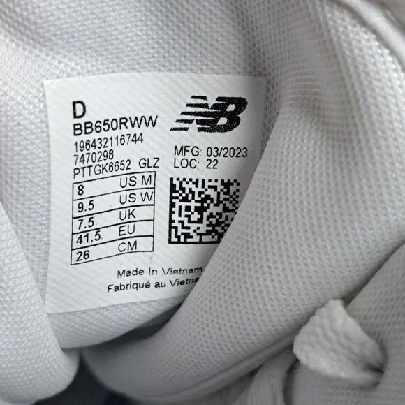 New Balance 650 High Casual Sneaker White Gray Men's Sz 8 Women's Sz 9.5 (GUC)
