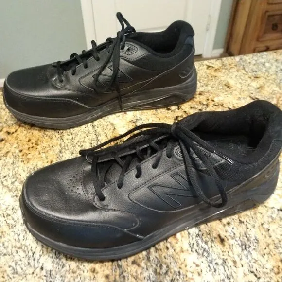New Balance 928 V3 MW928BK3 Black Leather Casual Shoes Sneakers Men's US 12 EUC