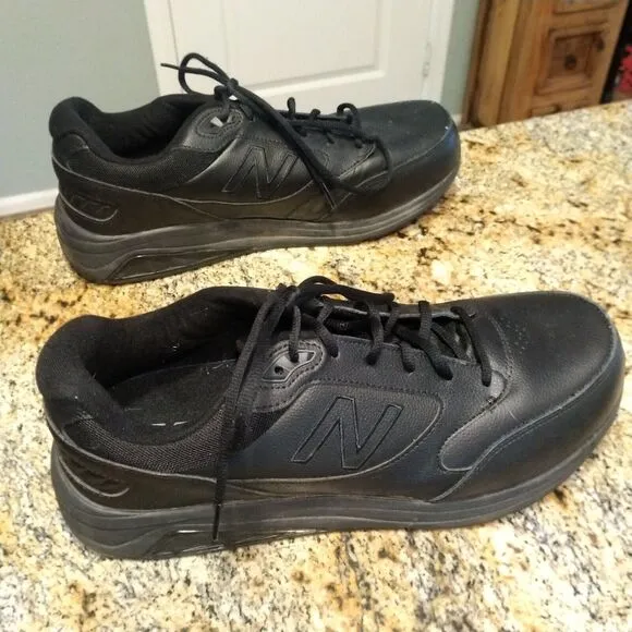 New Balance 928 V3 MW928BK3 Black Leather Casual Shoes Sneakers Men's US 12 EUC