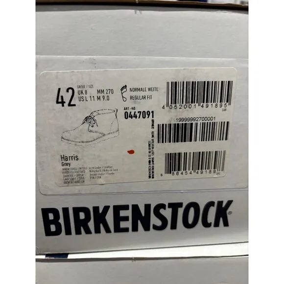NEW Birkenstock Harris Grey Suede Boots 42