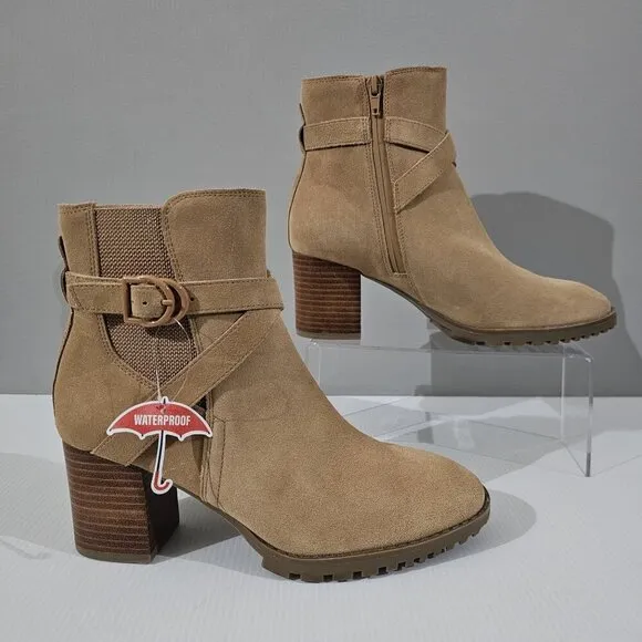 NEW Blondo Tamzin Ankle Boot Waterproof Tan Suede Size 8.5
