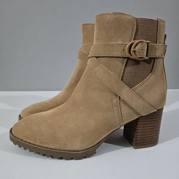 NEW Blondo Tamzin Ankle Boot Waterproof Tan Suede Size 8.5