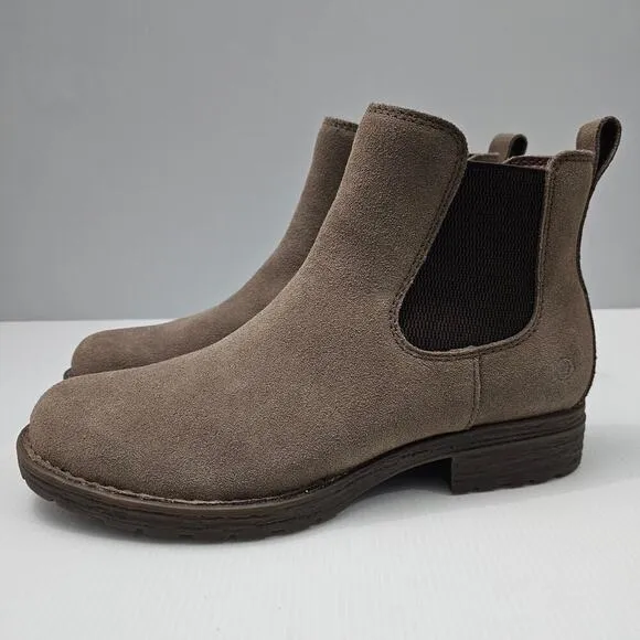 NEW Born Cove Chelsea Ankle Bootie Waterproof Taupe Suede Leather Size 10