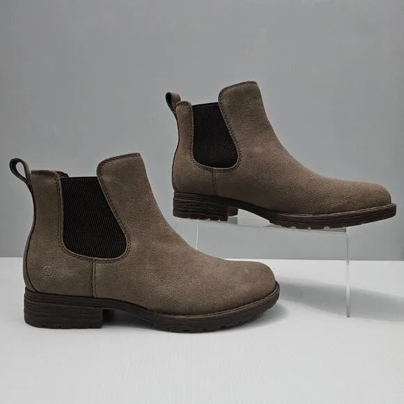NEW Born Cove Chelsea Ankle Bootie Waterproof Taupe Suede Leather Size 10