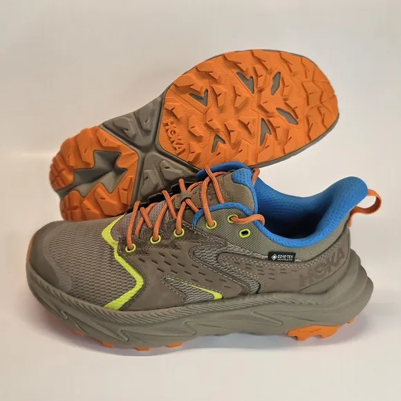 New Boys' Hoka One Anacapa 2 Low GTX Hiking Sneaker Dune Vibrant Orange Size 6&amp;7