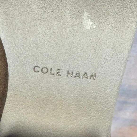 New Cole Haan Holis Brown Suede Bootie Gold Buckle Side Zip W29147 Women's 6B
