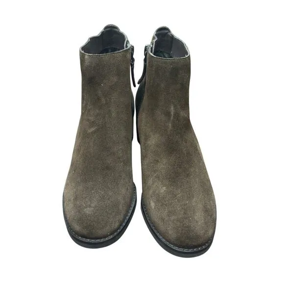 New Cole Haan Holis Brown Suede Bootie Gold Buckle Side Zip W29147 Women's 6B