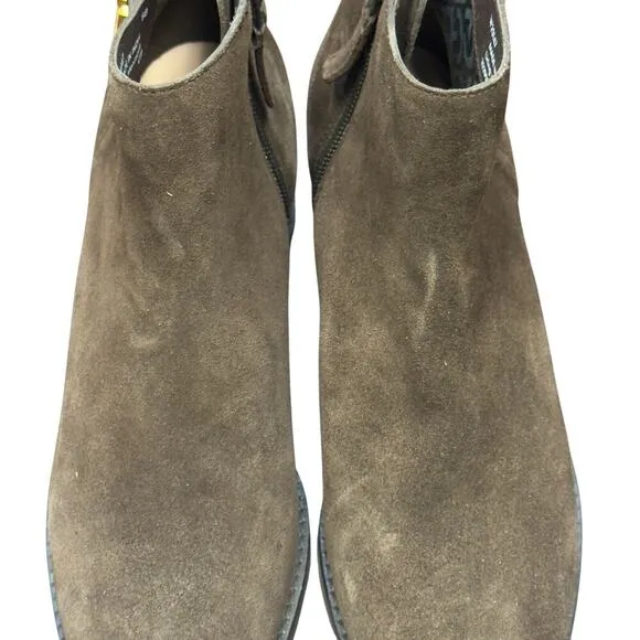 New Cole Haan Holis Brown Suede Bootie Gold Buckle Side Zip W29147 Women's 6B