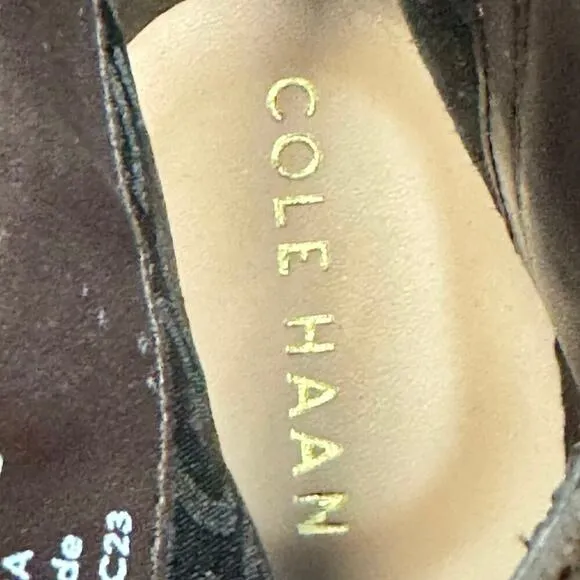 New Cole Haan Holis Brown Suede Bootie Gold Buckle Side Zip W29147 Women's 6B