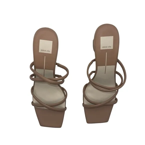 New DOLCE VITA Women's Patsi Block Heel Sandal Women’s Size 10 M - Cafe Leather