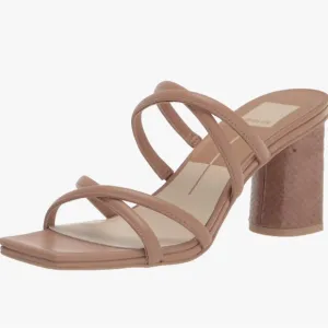 New DOLCE VITA Women's Patsi Block Heel Sandal Women’s Size 10 M - Cafe Leather