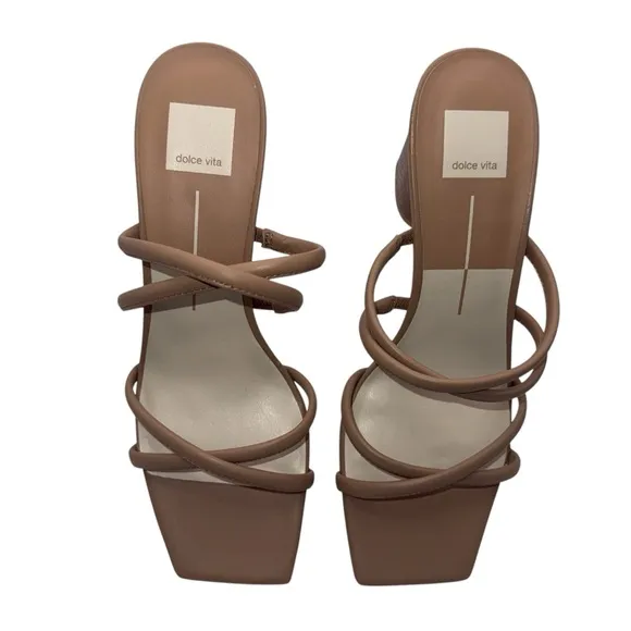 New DOLCE VITA Women's Patsi Block Heel Sandal Women’s Size 10 M - Cafe Leather
