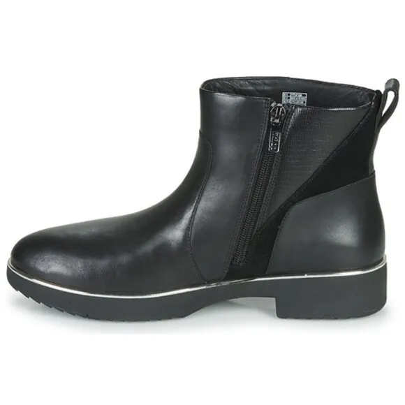 NEW FITFLOP Leather Salma Lizard Embossed Ankle Boots black for women 563mn