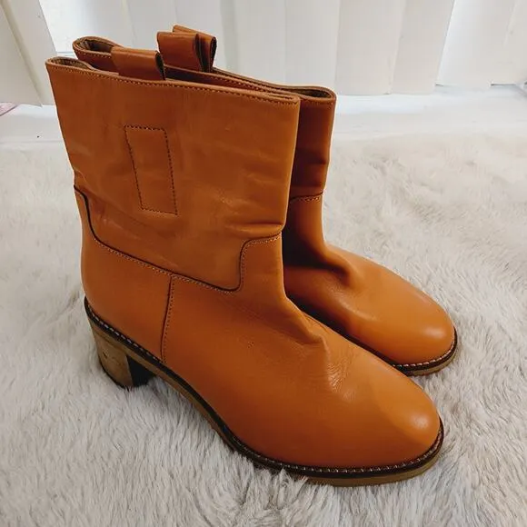 NEW Free People Leather Tabby Ankle Boot Tuscan Tan