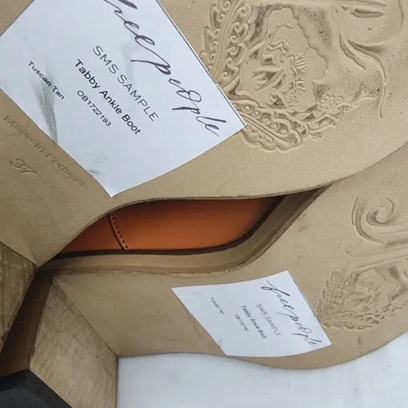NEW Free People Leather Tabby Ankle Boot Tuscan Tan