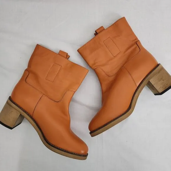 NEW Free People Leather Tabby Ankle Boot Tuscan Tan