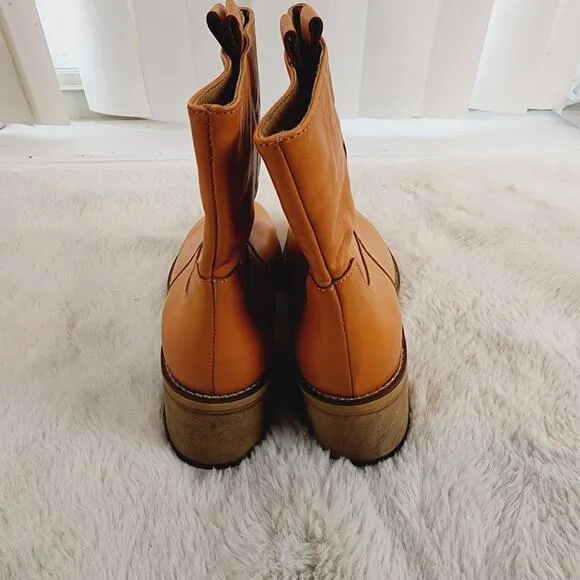 NEW Free People Leather Tabby Ankle Boot Tuscan Tan
