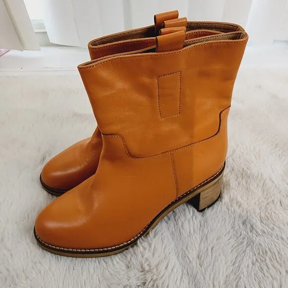 NEW Free People Leather Tabby Ankle Boot Tuscan Tan