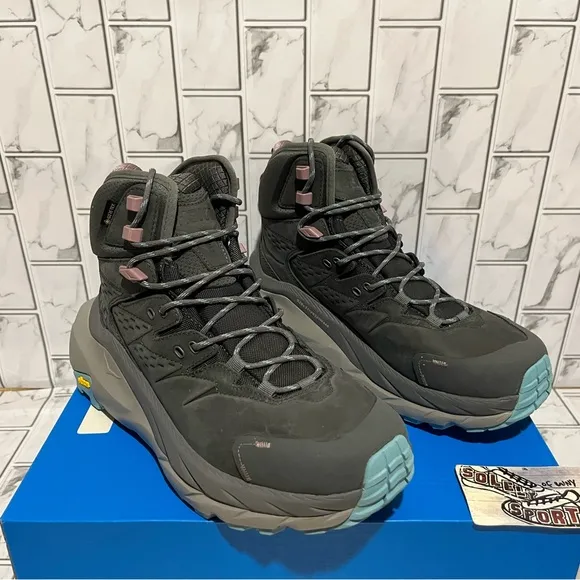 New Hoka One Kaha 2 GTX Mid Gore-Tex Waterproof Boots Hiking Trail Grey Womens