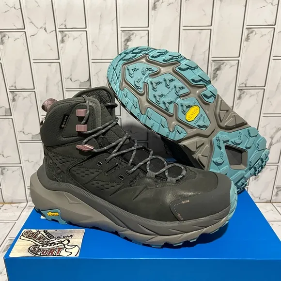 New Hoka One Kaha 2 GTX Mid Gore-Tex Waterproof Boots Hiking Trail Grey Womens