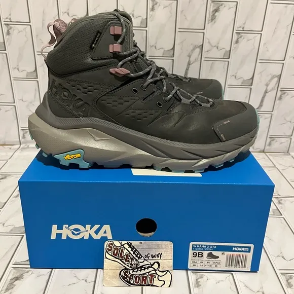New Hoka One Kaha 2 GTX Mid Gore-Tex Waterproof Boots Hiking Trail Grey Womens