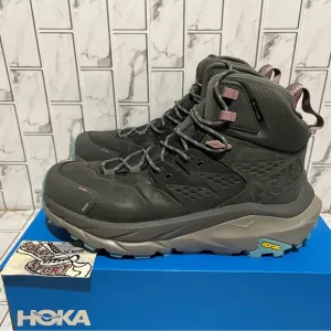 New Hoka One Kaha 2 GTX Mid Gore-Tex Waterproof Boots Hiking Trail Grey Womens