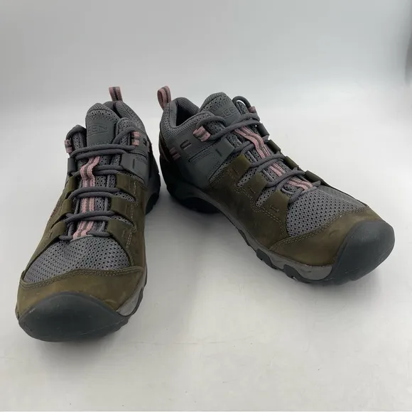 NEW! Keen Women’s Steen Vented Waterproof Olive Pink Trail Hiking Shoe-Size 10.5
