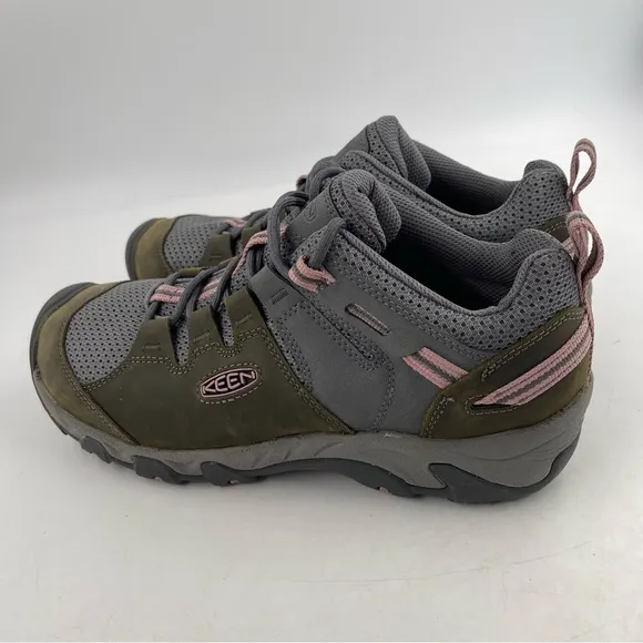 NEW! Keen Women’s Steen Vented Waterproof Olive Pink Trail Hiking Shoe-Size 10.5