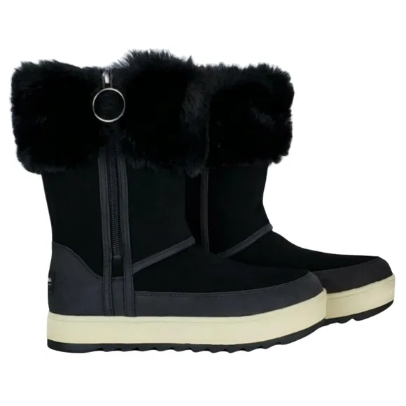 New koolaburra ugg tynlee suede faux fur snow waterproof winter boots black