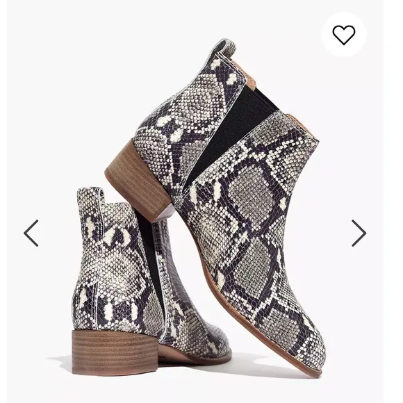 NEW • Madewell • Carina Snake Leather Ankle Boots