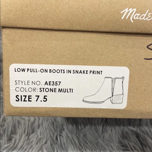 NEW • Madewell • Carina Snake Leather Ankle Boots