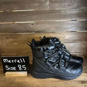 New NWOB Womens Merrell Cloud Puff Black Waterproof Winter Snow Boots Size 8.5 M