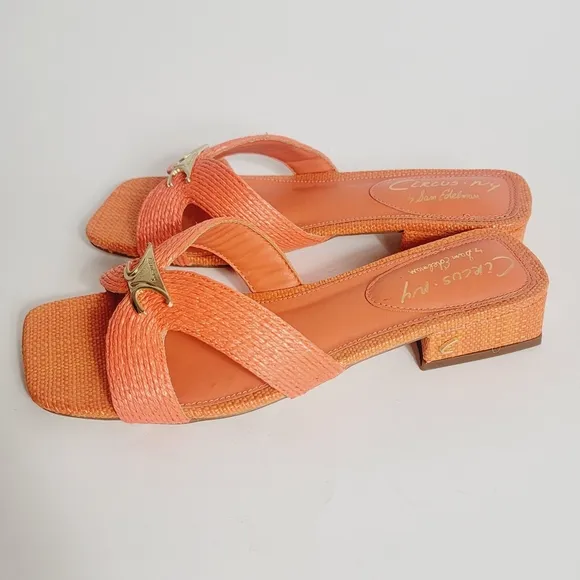 NEW Sam Edelman Circus NY Joella Weave Slide Sandal Orange Size 7.5