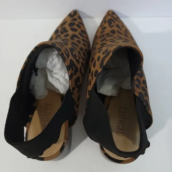 NEW SCHUTZ Animal Print Slink Back Nobuck Willwood Close Toe Slip-On Shoes Sz 38