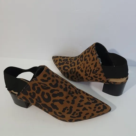 NEW SCHUTZ Animal Print Slink Back Nobuck Willwood Close Toe Slip-On Shoes Sz 38