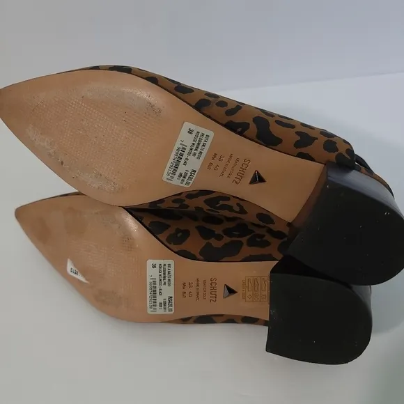 NEW SCHUTZ Animal Print Slink Back Nobuck Willwood Close Toe Slip-On Shoes Sz 38