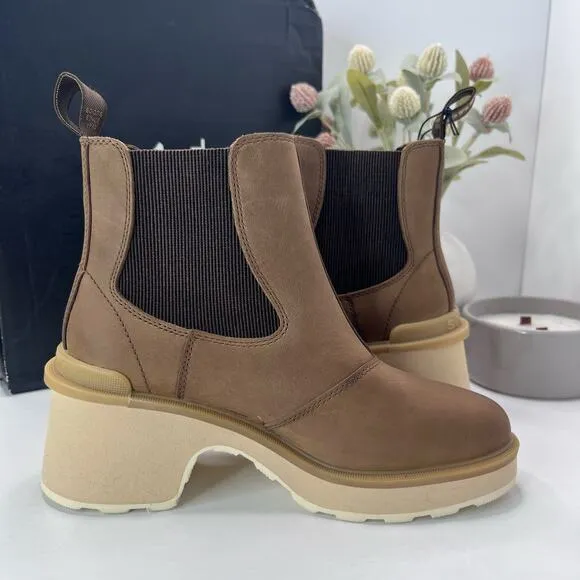 New Sorel Hi-Line Chelsea Heel Boots Umber, Ceramic NL4874-261 Women 7 NWB
