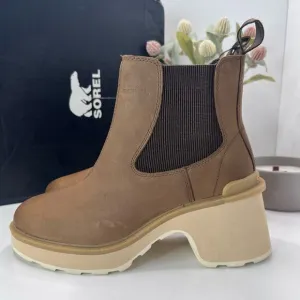 New Sorel Hi-Line Chelsea Heel Boots Umber, Ceramic NL4874-261 Women 7 NWB