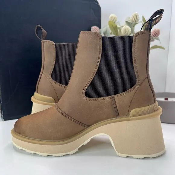 New Sorel Hi-Line Chelsea Heel Boots Umber, Ceramic NL4874-261 Women 7 NWB