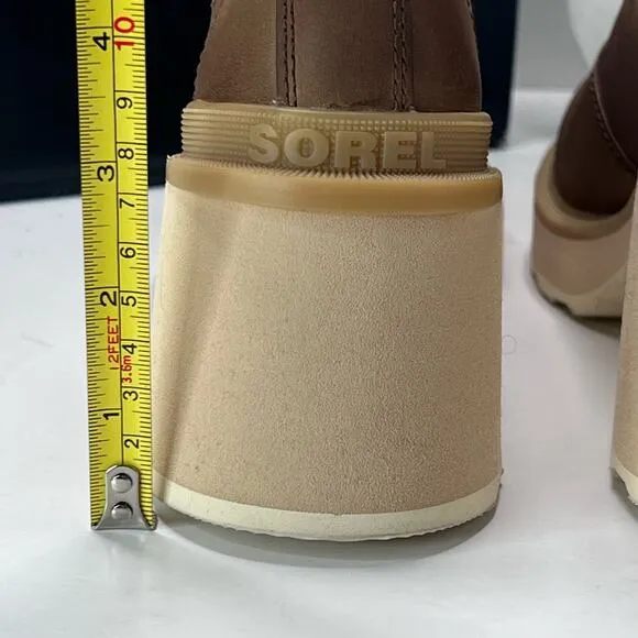 New Sorel Hi-Line Chelsea Heel Boots Umber, Ceramic NL4874-261 Women 7 NWB