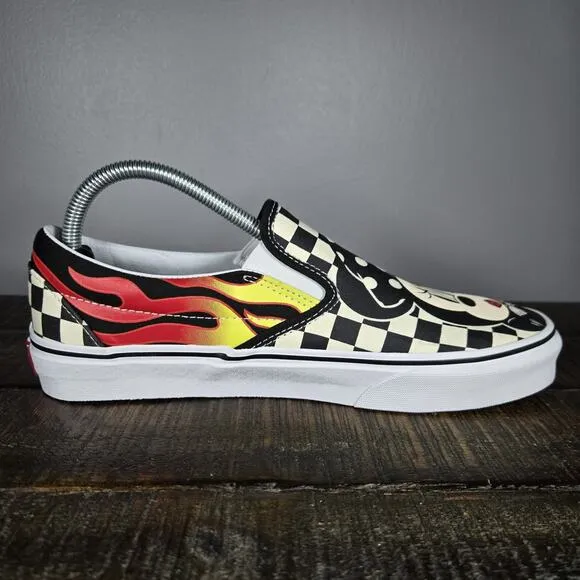 NEW Vans Disney Slip On Mickey &amp; Minnie Checkered Flame Womens 10 Shoes Mens 8.5