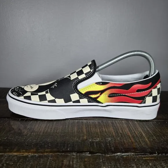 NEW Vans Disney Slip On Mickey &amp; Minnie Checkered Flame Womens 10 Shoes Mens 8.5