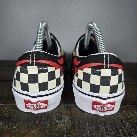 NEW Vans Disney Slip On Mickey &amp; Minnie Checkered Flame Womens 10 Shoes Mens 8.5