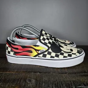 NEW Vans Disney Slip On Mickey &amp; Minnie Checkered Flame Womens 10 Shoes Mens 8.5