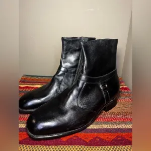 New Vintage Men’s Roblee Black Leather Zipper Ankle Boots Sz 12