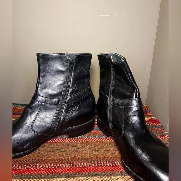 New Vintage Men’s Roblee Black Leather Zipper Ankle Boots Sz 12